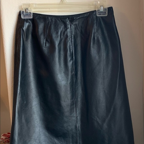 Vintage Black Leather Skirt - Picture 3 of 5